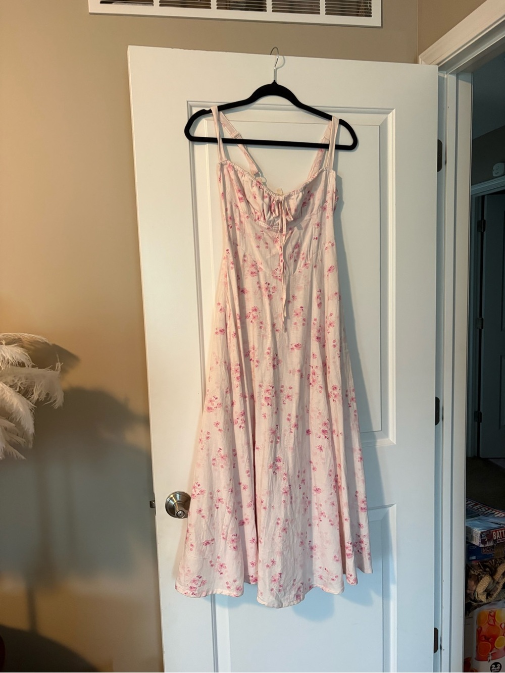 NWT SIM & SAM Pink Floral Linen Blend Maxi Dress Size Small Cottagecore